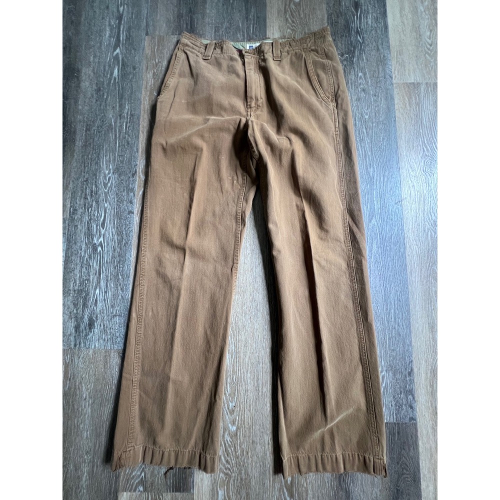 Gap Chino Pants Mens 33x34 Brown Boot Fit Cotton Casual Distressed Workwear